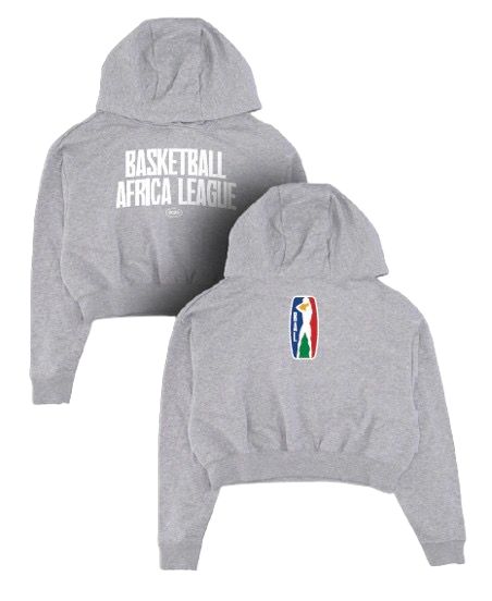 BASKETBALL AFRICA LEAGUE LADIES CROP HOODIE - GREY MELANGE
