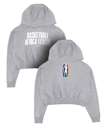 BASKETBALL AFRICA LEAGUE LADIES CROP HOODIE - GREY MELANGE